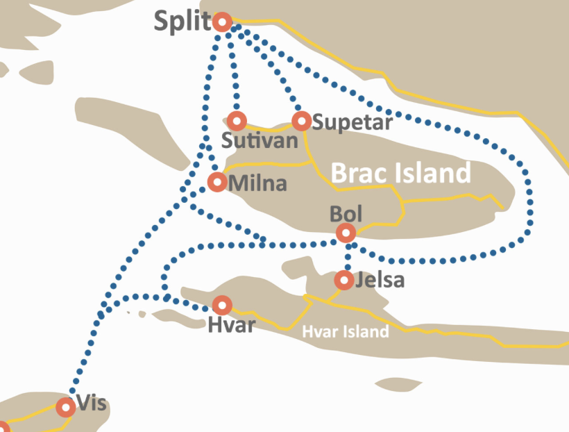 Brac Island Map Croatia Tours